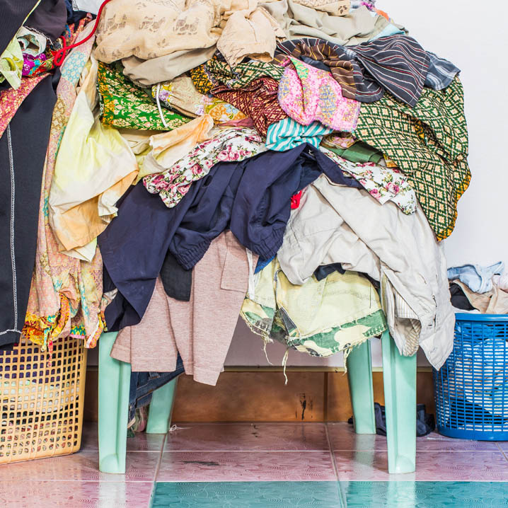 Care home laundry piled up