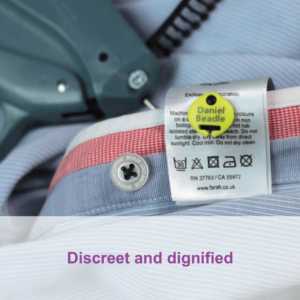 Discreet and dignified care labels for clothing