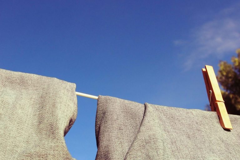 Line drying laundry